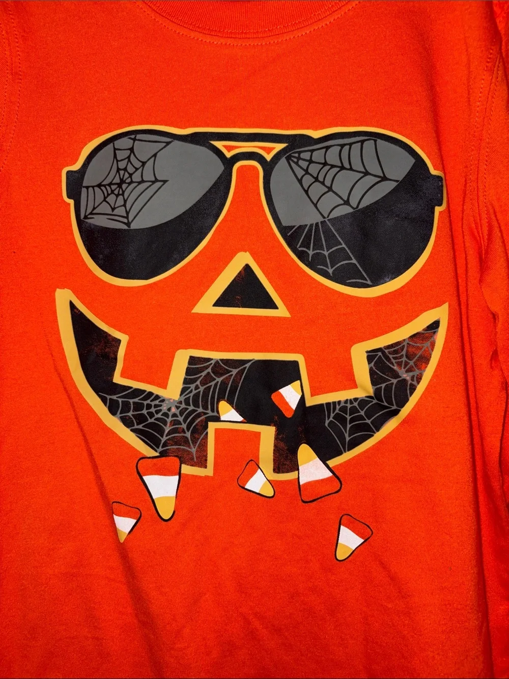 NWT Carter’s Orange Halloween Pumpkin Graphic Long-Sleeve Tee Youth 8